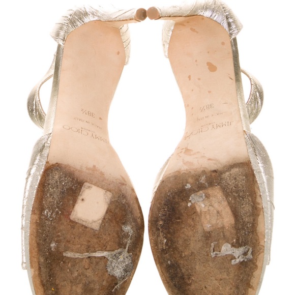 Jimmy Choo Gold T-Strap Sandals - Picture 5 of 5